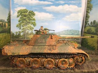 Built 1/35 German Ww2 Panther Tank Weathered Washed Camo Paint