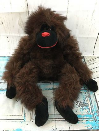 Dan Dee Hairy Gorilla Monkey Brown Black Plush Stuffed Animal Flat Lay 24 "