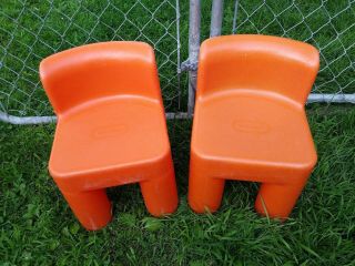 2 Vintage Little Tikes Child Size Chunky Orange Chairs