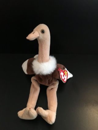 Stretch The Ostrich Retired Ty Beanie Baby,  1997,  With Tags.