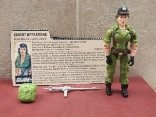 Vintage Gi Joe 1985 Lady Jaye Covert Operations Spy With Peach File Card