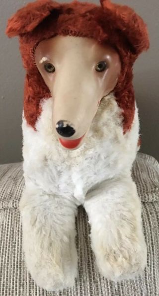 Vintage Rubber Face Plush Collie Dog 1950s Stuffed Lassie Novelty no tags 2