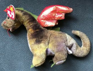 Ty Beanie Babies Scorch The Dragon Plush Retired