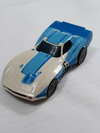 Aurora Afx Corvette Gt Ho Slot Car White With Blue Stripping