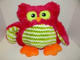 Dan Dee Plush Collectors Choice 13 " Owl Pink Green Toy Stuffed Animal Pillow