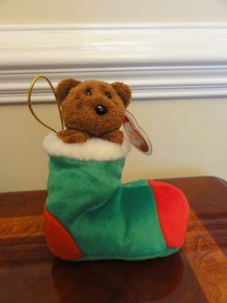Ty Beanie Babies Stockings Christmas Bear Ornament Mwmt Dob Nov 26 2003