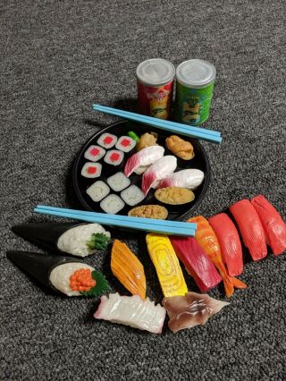 Children Pretend Kitchen Play Japanese Sushi Plastic Food Set Toys