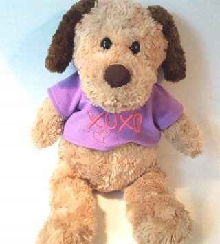 Caltoy Plush Dog Stuffed Animal 19 " Purple Shirt Xoxo Soft And Cuddly