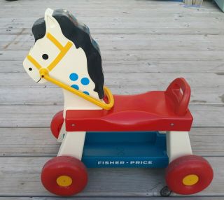 Vintage 1976 Fisher Price Ride On Horse Pony Whinny Toddlerchild Size Vgc 978