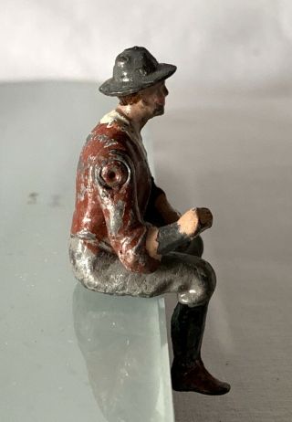 2 Seated Britains Era Painted Lead Sitting Figures Both 1 Missing Arm / Damage 3