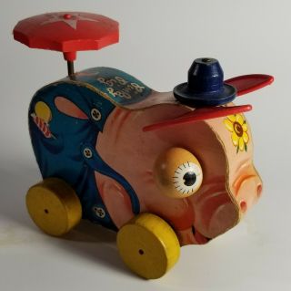 Vintage Fisher Price Pull Toy Pinky Pig 695 (1956 - 1957)