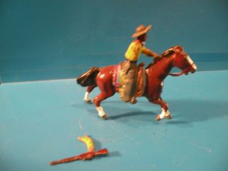 Johillco Lead Toy Soldier Figure Mounted Cowboy W Rifle Broken Arm Britains P14