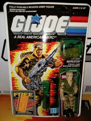 Vintage Gi Joe Arah Repeater Machine Gunner (1987) Moc Card Rare