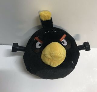 Angry Birds Stuffed Plush Black Deranged Bomb With Stitches & Plastic Screws