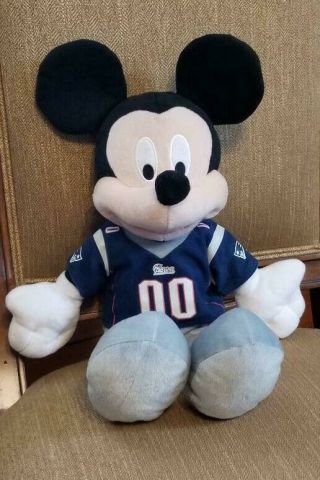 Disney Mickey Mouse Patriots Nfl Football Stuffed Animal Plush Toy