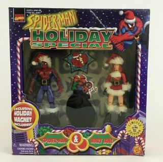Spiderman Holiday Special With Mary Jane 5 " Figures Vintage 1997 Toybiz Box