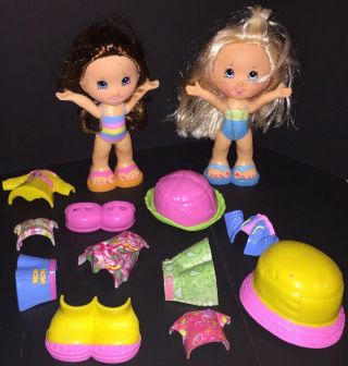 2 Fisher Price Snap N Style Dolls With Snap On Clothes Shoes Outfits Access