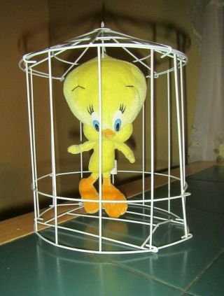 Rare Tweety Bird Plush In Bird Cage Looney Tunes