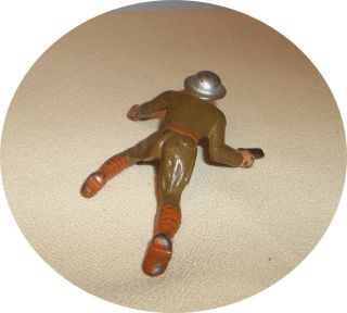 Soldier Officer Crawling With Pistol Cast Grey Iron Barclay