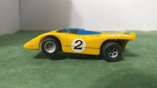 Vintage Yellow Aurora Afx Tomy 2 Porsche 917 1:64 Scale Slot Car W/mt Chassis