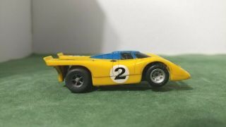 Vintage Yellow Aurora AFX Tomy 2 Porsche 917 1:64 Scale Slot Car w/MT Chassis 3