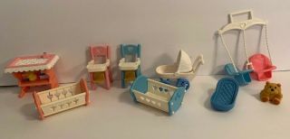 Fp Loving Family Dollhouse 1993 Baby High Chairs Stroller Changing Tables Swings