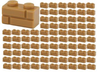 ☀️100x Lego 1x2 Medium Dark Flesh Modified Masonry Profile Bricks 98283 Bulk