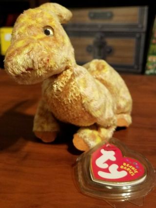 [used] Ty Beanie Baby - " Tooter The Parasaurolophus " - 4/17/2002