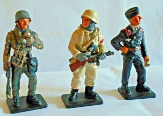 Del Prado Men At War 3 X Toy Soldiers Ww2 German Ss - Panzer Grenadiers & Major