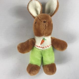 Gund Plush Rabbit Vtg 1982 Stuffed Bunny 11 " Green Brown White Carrot 80s Animal
