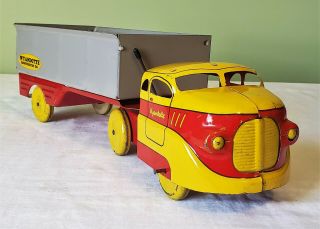 Wyandotte Toys Gmc Shark - Nose Cab Construction Co.  Side Dump Tt Truck 40s V Rare