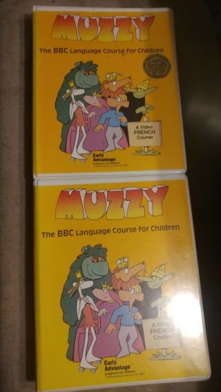 Muzzy French Video Course Set 1988 Bbc Language For Children - Vhs Book Cassette