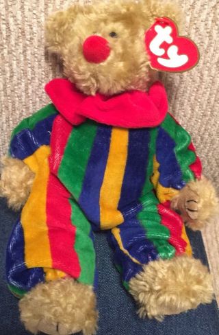 Ty Attic Treasure " Piccadilly " Teddy Bear Clown Jester Costume W/ Tag 06069