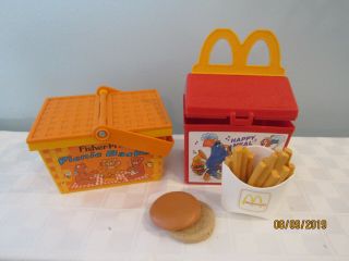 Vintage Fisher Price 677 Picnic Basket & Happy Meal Box W/fries Replacements