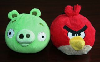 Angry Birds Set - Red Bird And Green Pig 5 Inch Stuffed Plush $10 - 0 Ship