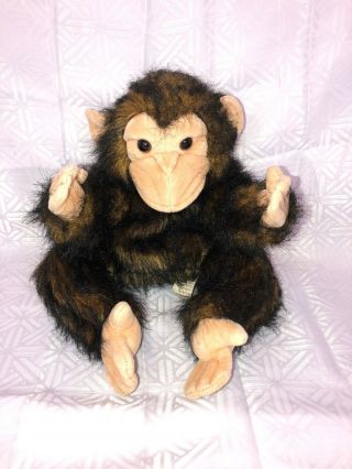 Euc - Retired - 16”folkmanis Plush Full Body Monkey Chimp Puppet Folktails