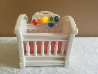 Fisher Price Loving Family Dollhouse 1999 Musical Light Up Baby Bed Crib