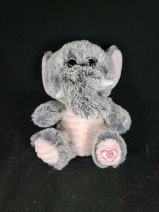 Kellytoy Gray Pink Elephant Lovey Plush Frost Stuffed Toy Ribbed Soft Heart Foot