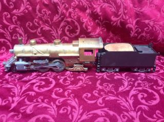 1950s Varney/ All Nation 2 Rail O Gauge Brass 4 - 4 - 2 Locomotive W/drive Tender.