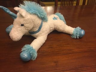 Dan Dee Collectors Choice White W Blue Unicorn Sparkle Plush Stuffed Horse 24 "