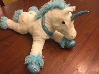 Dan Dee Collectors Choice White w Blue Unicorn Sparkle Plush Stuffed Horse 24 