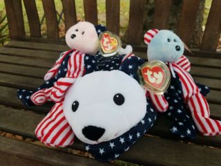 Ty Beanie Baby Spangle With Red Face,  Blue Face And Buddy Pillow Pal