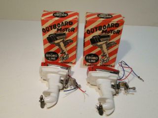 2 Vintage Bromo Line Lm 010 Toy Outboard Motors W/ Boxes