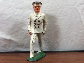 Vintage Navy Seaman Officer In Whites Die - Cast Metal Old Toy Lead Soldier Sailor