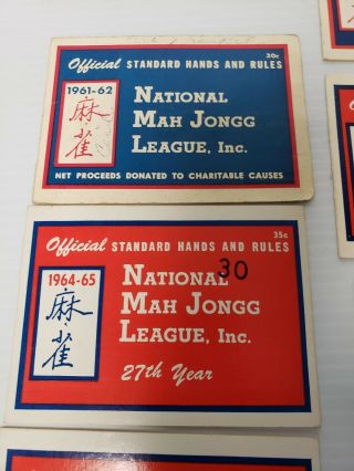 10 National Mah Jongg League Cards 1961 - 62,  1962 - 63,  1963 - 64,  1964 - 65,  1966 - 67 2