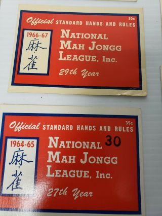 10 National Mah Jongg League Cards 1961 - 62,  1962 - 63,  1963 - 64,  1964 - 65,  1966 - 67 6
