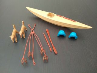Playmobil 3466 Vintage Kayak And Dog Sled Eskimo 3466