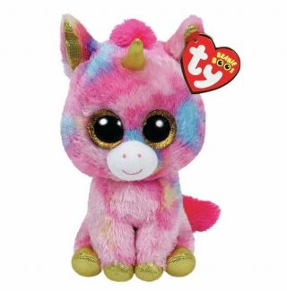 Pink Unicorn 6 " Ty Beanie Boos Whiskers Puppy Big Eyesplush Stuffed Animals Toys