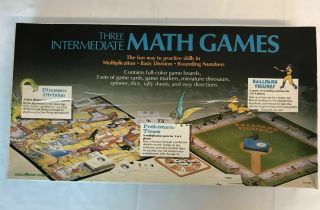Three Intermediate Math Board Games Baseball Dinosaur Prehistoric