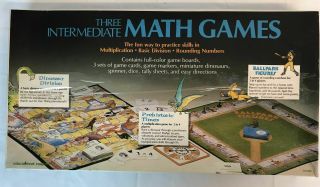 Three Intermediate Math Board Games Baseball Dinosaur Prehistoric 3